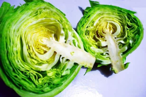 Lettuce cut in half